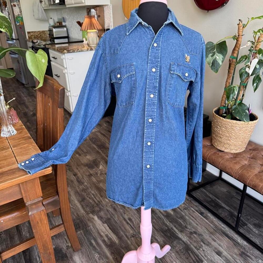 Vintage late 1970s early 80s Saddle King Western Denim trucker jacket